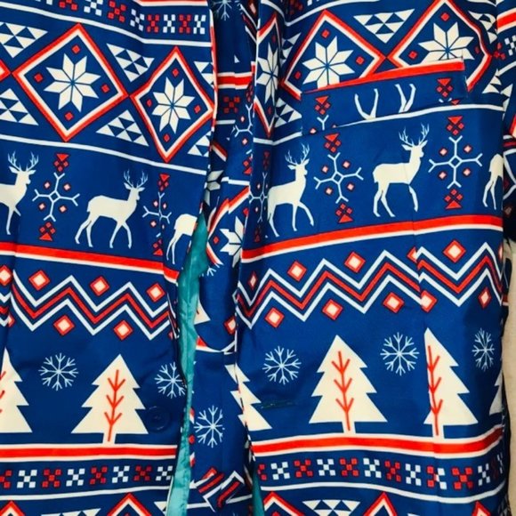 Men's Suitmeister Slim-Fit Nordic Christmas Blue Blazer - Picture 14 of 14